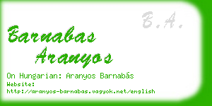 barnabas aranyos business card