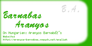 barnabas aranyos business card